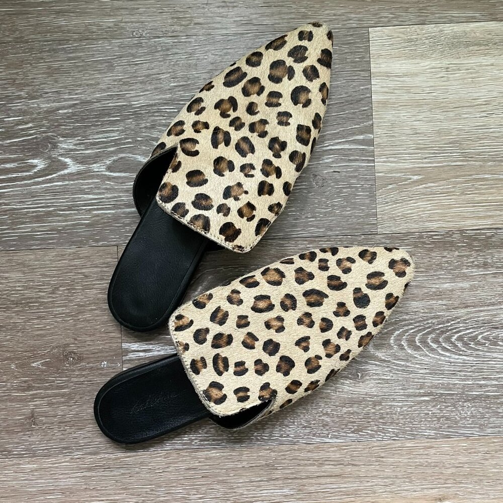 Leather Leopard Slides